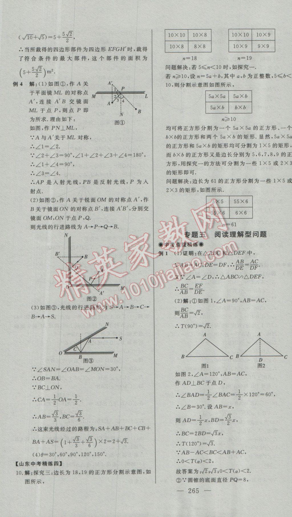 2017年学业总复习全程精练数学 参考答案第49页