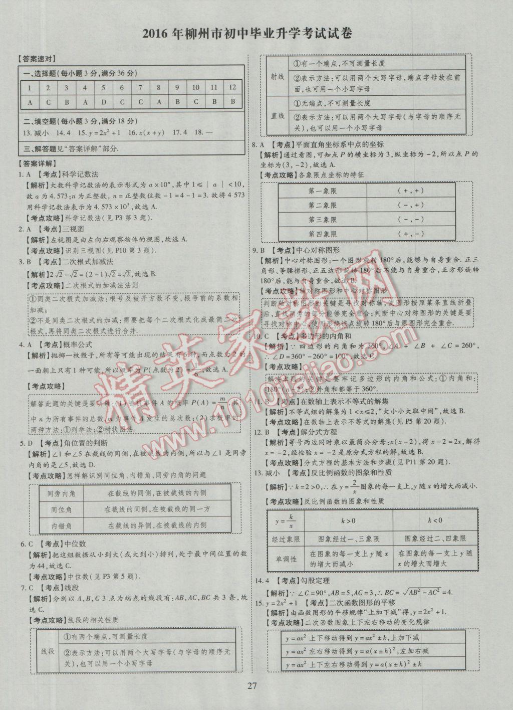 2017年中考2016廣西命題大解密數(shù)學(xué)陽(yáng)光出版社 參考答案第28頁(yè)