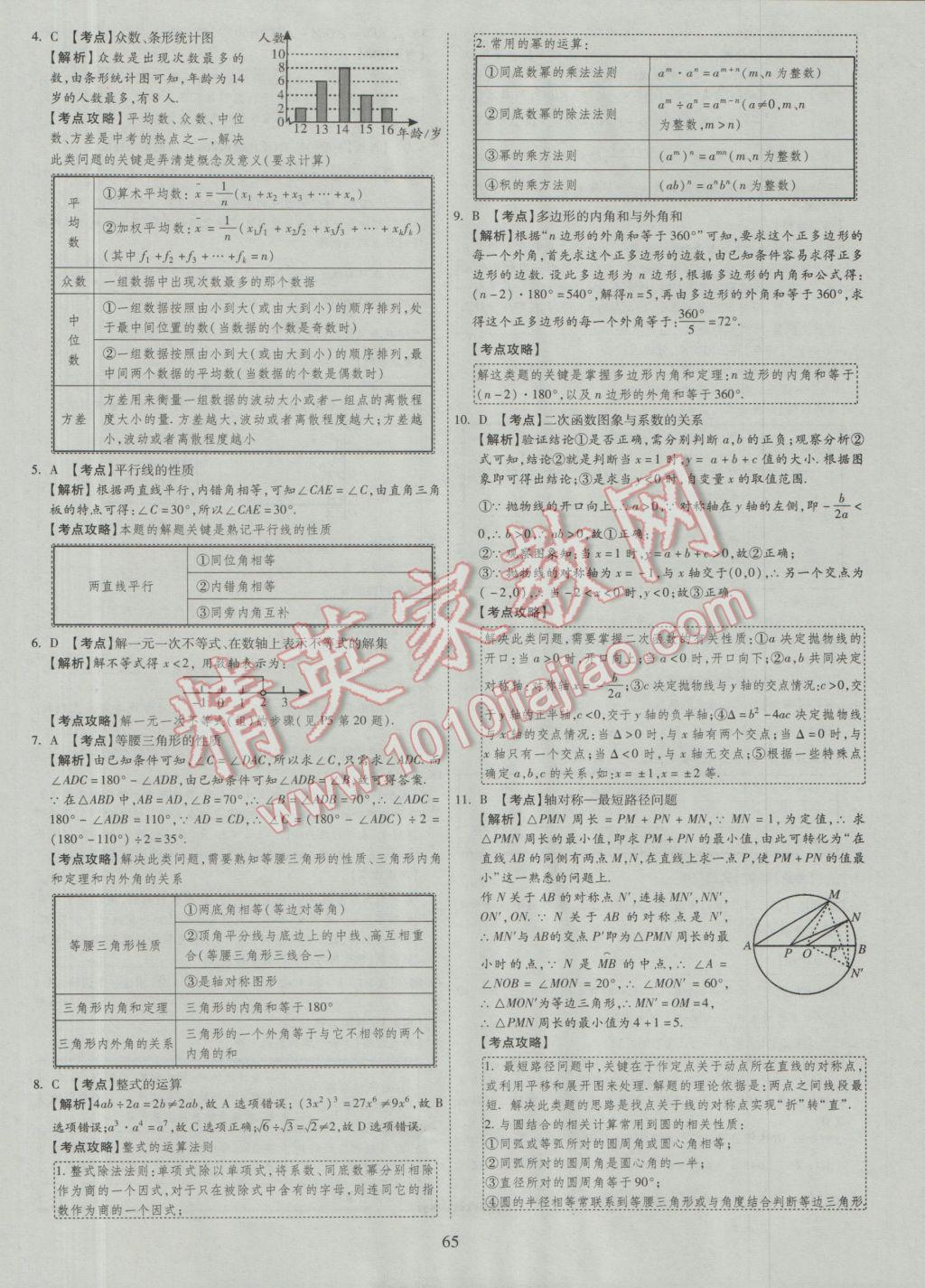 2017年中考2016廣西命題大解密數(shù)學(xué)陽(yáng)光出版社 參考答案第66頁(yè)