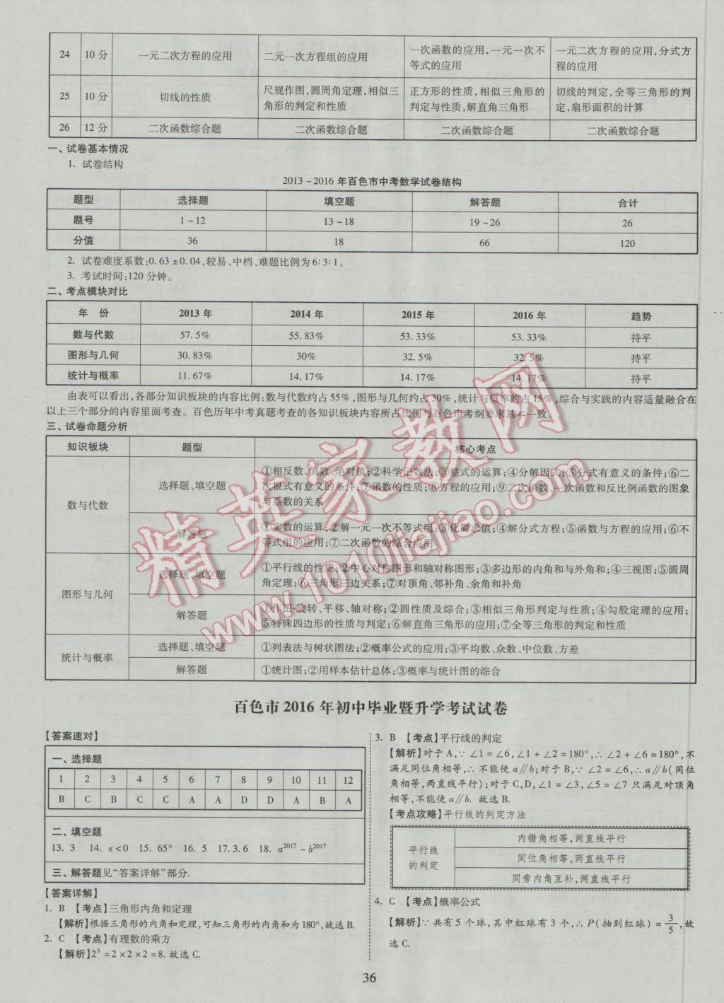 2017年中考2016廣西命題大解密數(shù)學(xué)陽(yáng)光出版社 參考答案第37頁(yè)