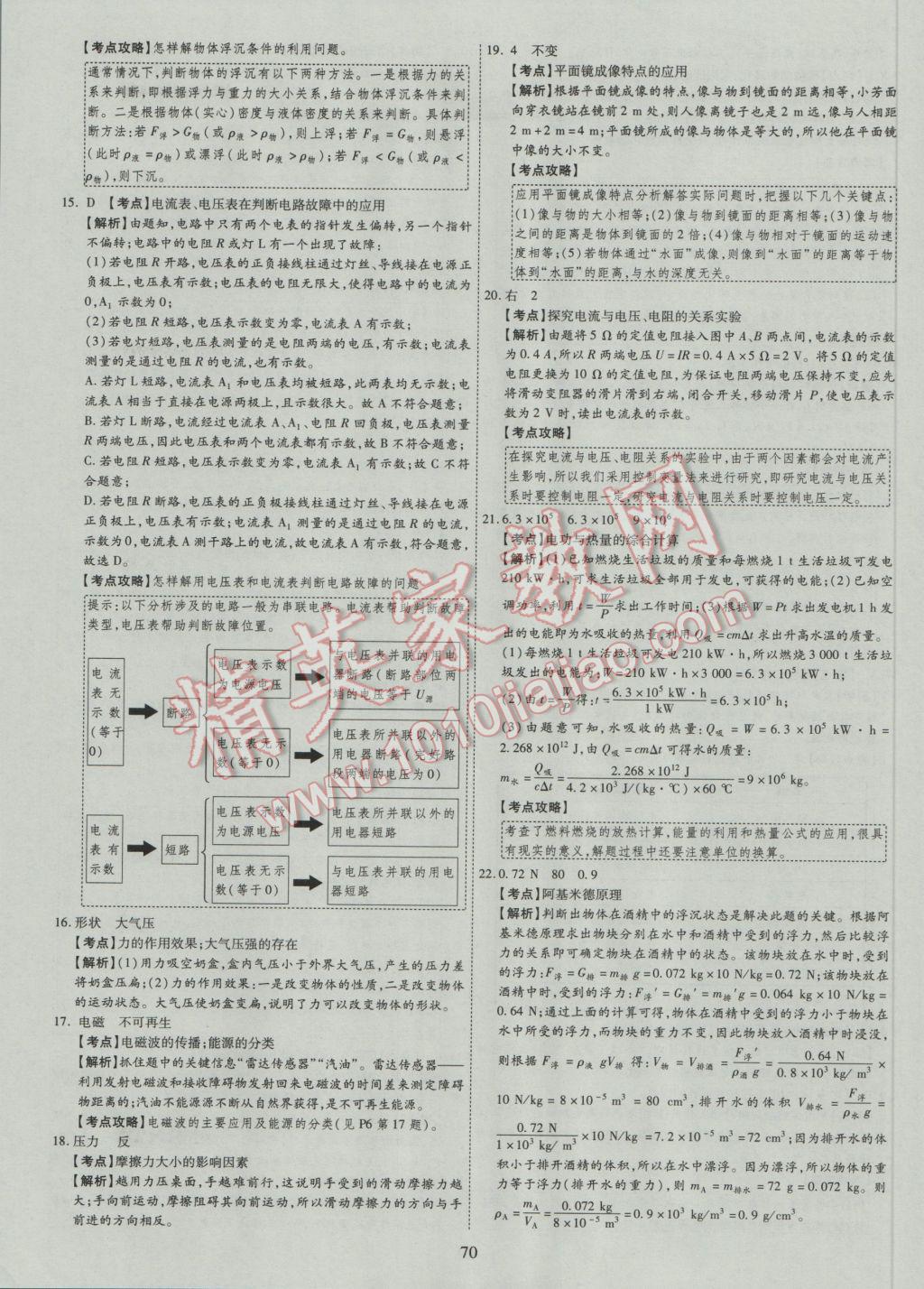 2017年中考2016廣西命題大解密物理陽光出版社 參考答案第71頁