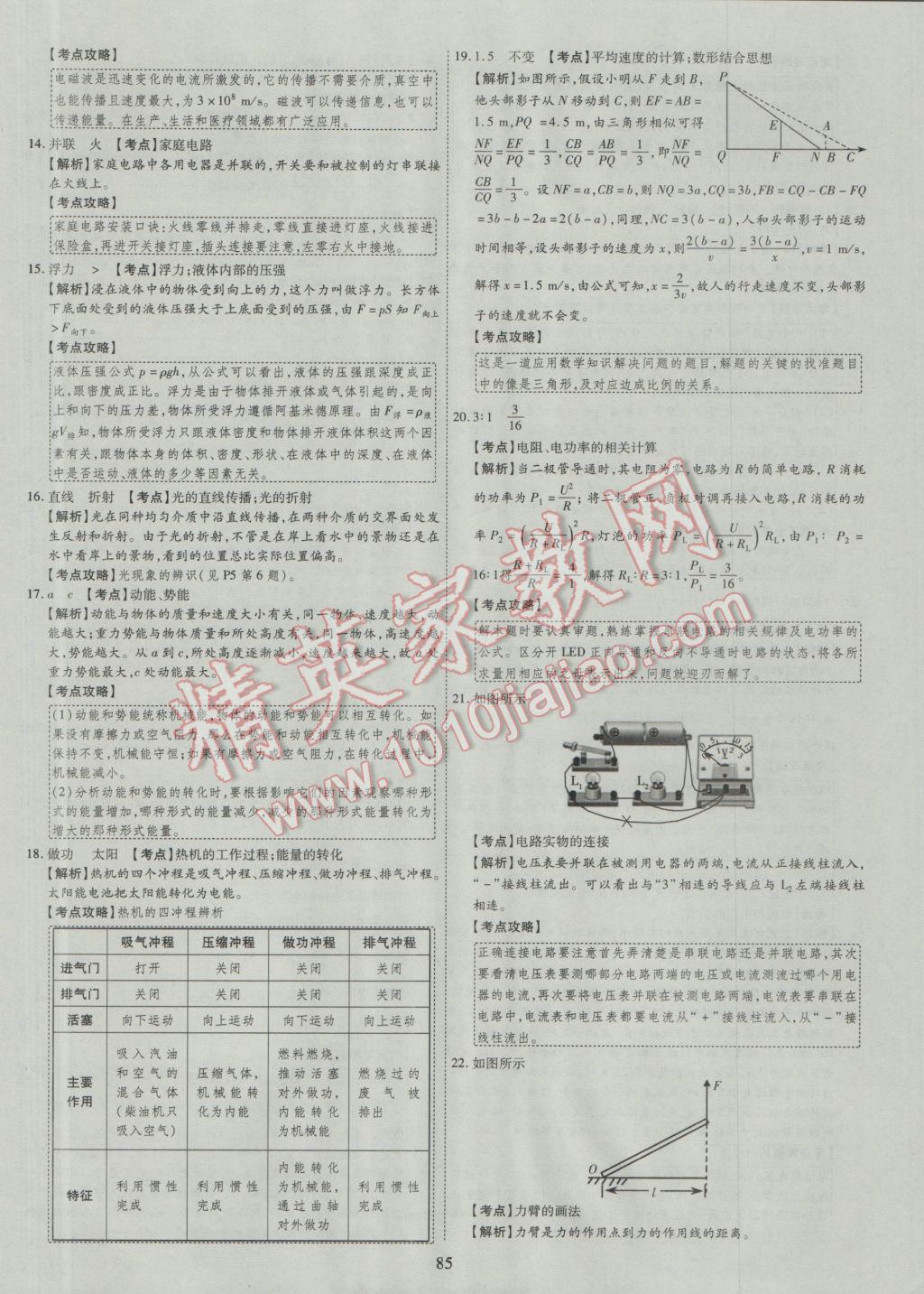 2017年中考2016廣西命題大解密物理陽光出版社 參考答案第86頁