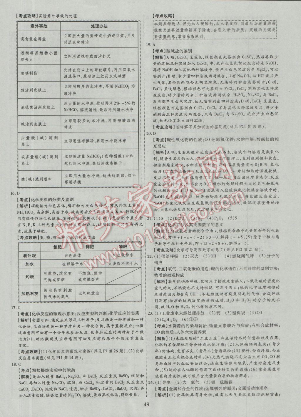 2017年中考2016廣西命題大解密化學(xué)陽光出版社 參考答案第50頁