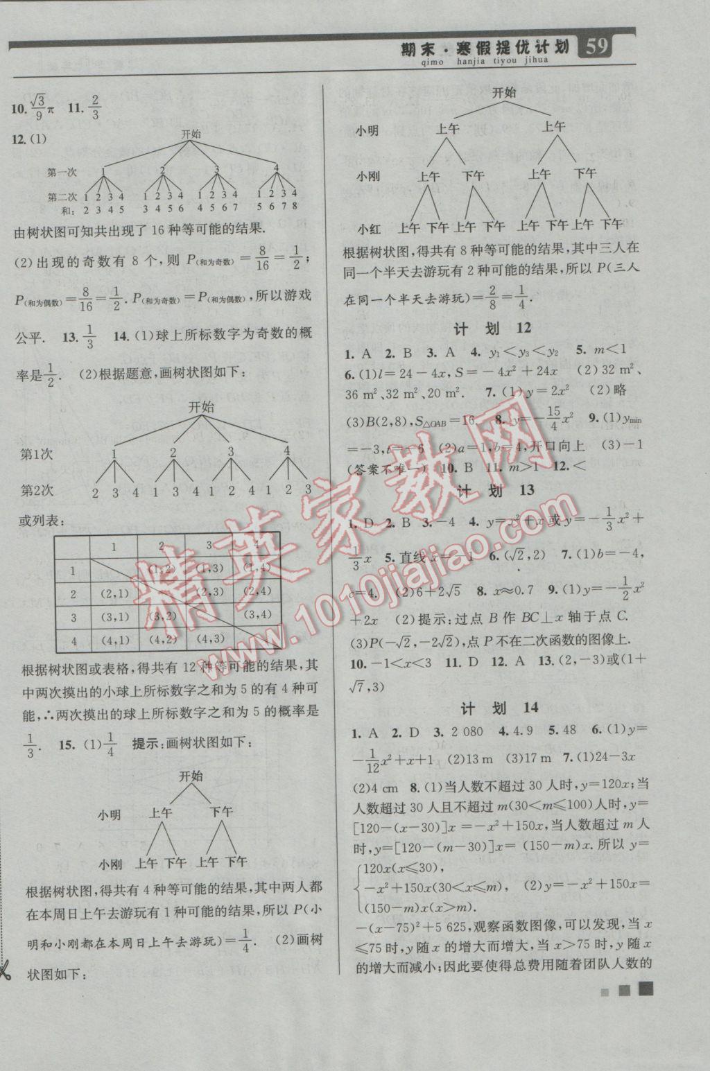 2017年期末寒假提優(yōu)計(jì)劃九年級(jí)數(shù)學(xué)國(guó)標(biāo)蘇科版 參考答案第3頁(yè)