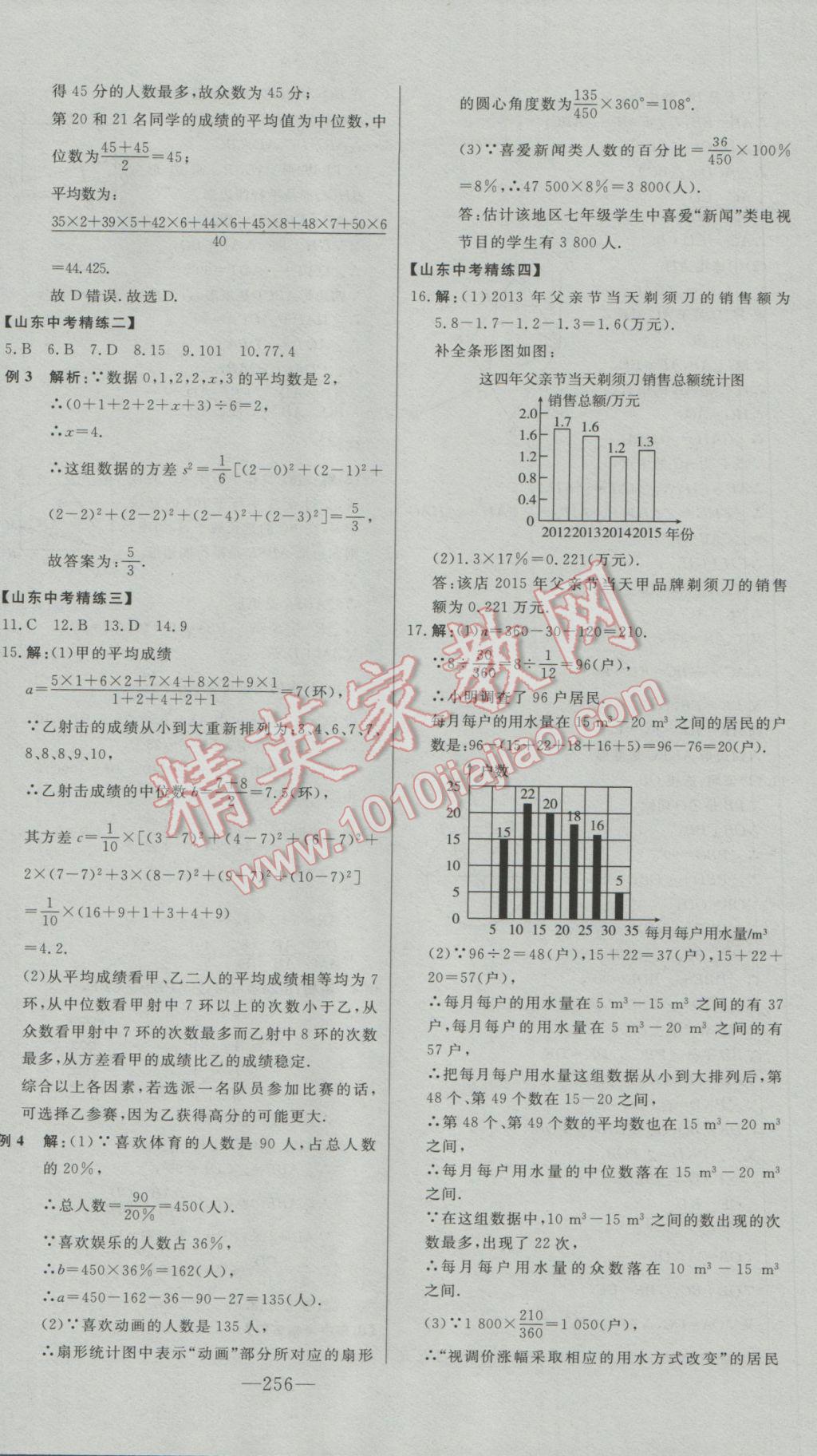 2017年学业总复习全程精练数学 参考答案第40页