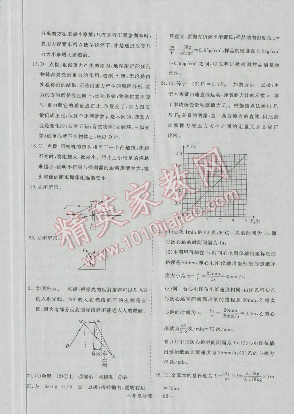 2017年時(shí)習(xí)之期末加寒假八年級(jí)物理滬科版 參考答案第14頁(yè)