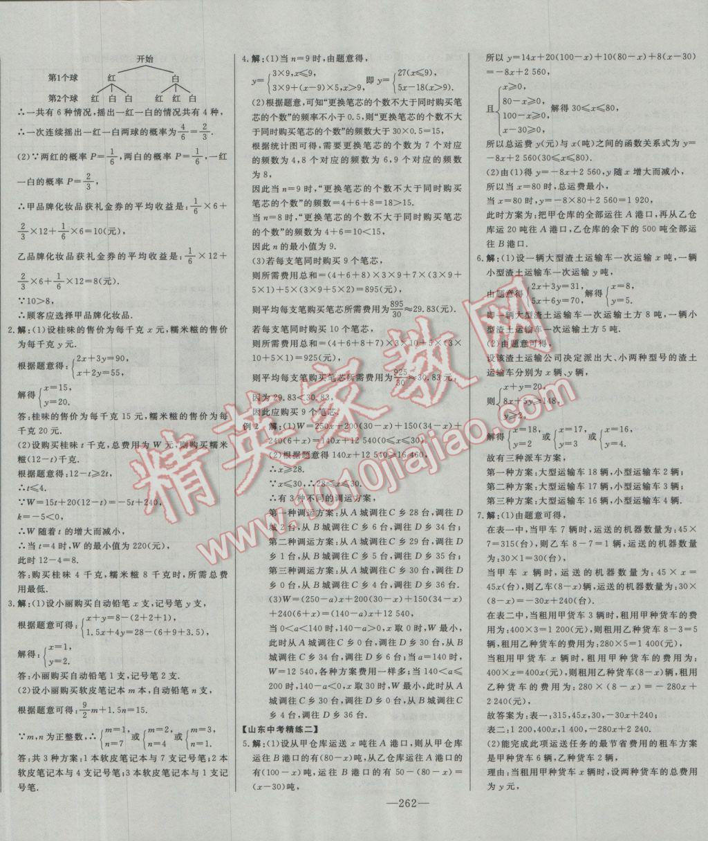 2017年学业总复习全程精练数学 参考答案第46页