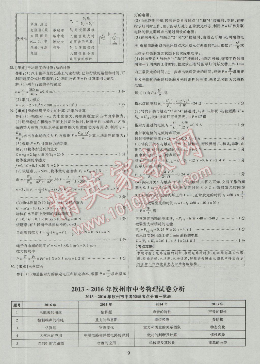 2017年中考2016廣西命題大解密物理陽光出版社 參考答案第10頁