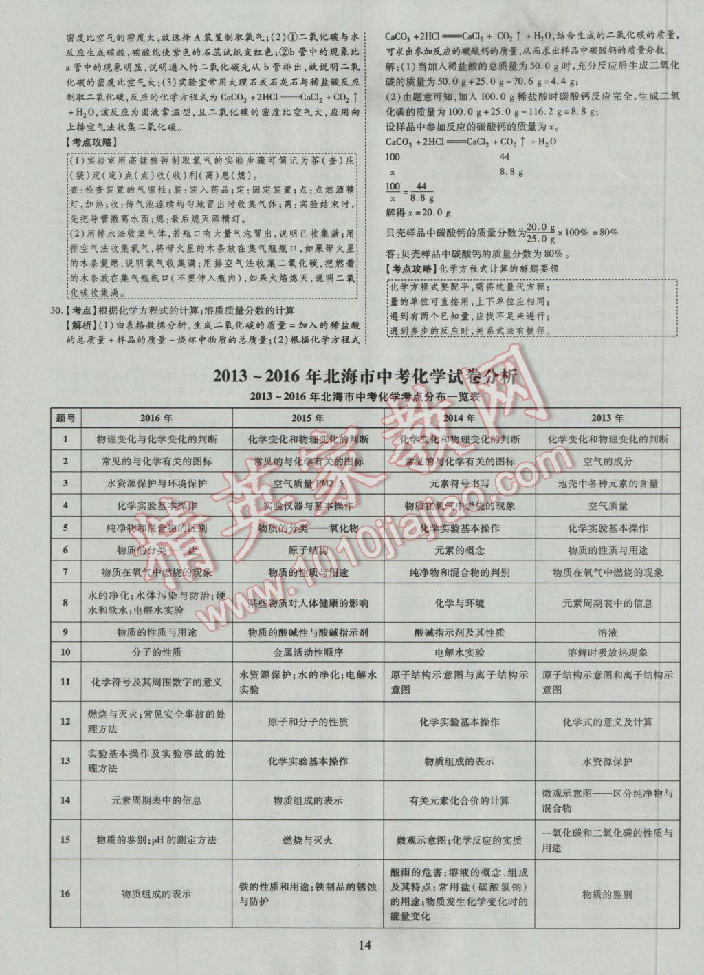 2017年中考2016廣西命題大解密化學(xué)陽光出版社 參考答案第15頁