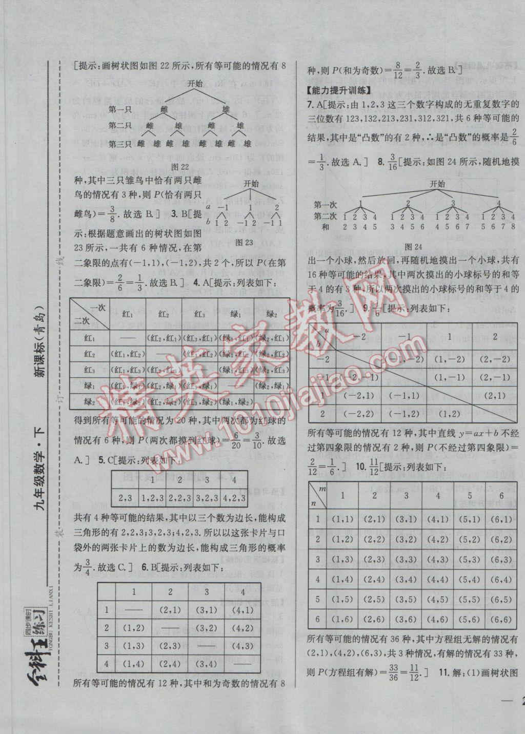 2017年全科王同步課時(shí)練習(xí)九年級(jí)數(shù)學(xué)下冊(cè)青島版 參考答案第17頁(yè)