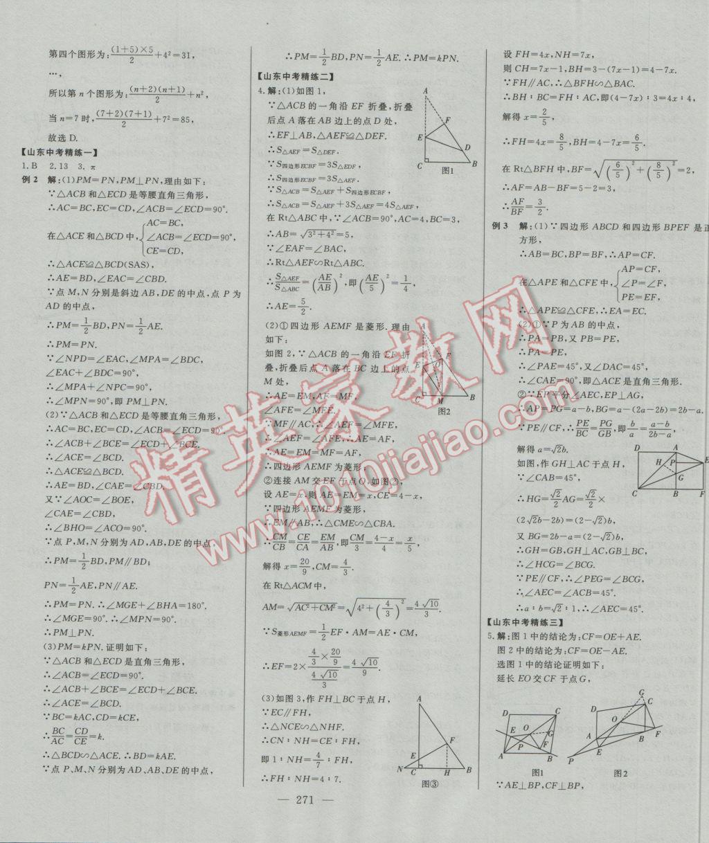 2017年學(xué)業(yè)總復(fù)習(xí)全程精練數(shù)學(xué) 參考答案第55頁