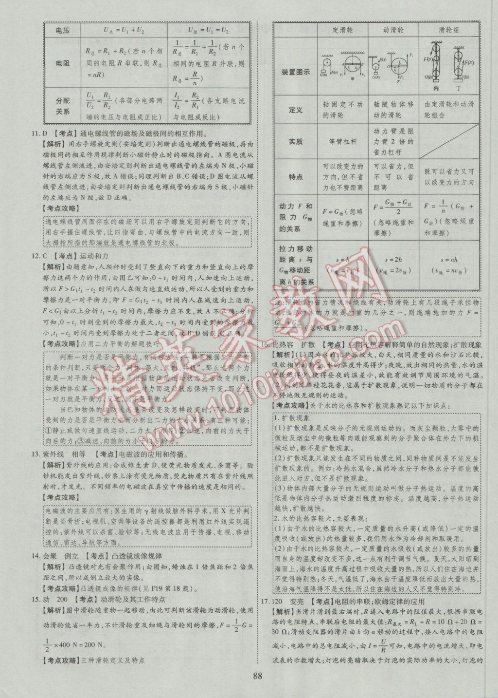 2017年中考2016廣西命題大解密物理陽光出版社 參考答案第89頁