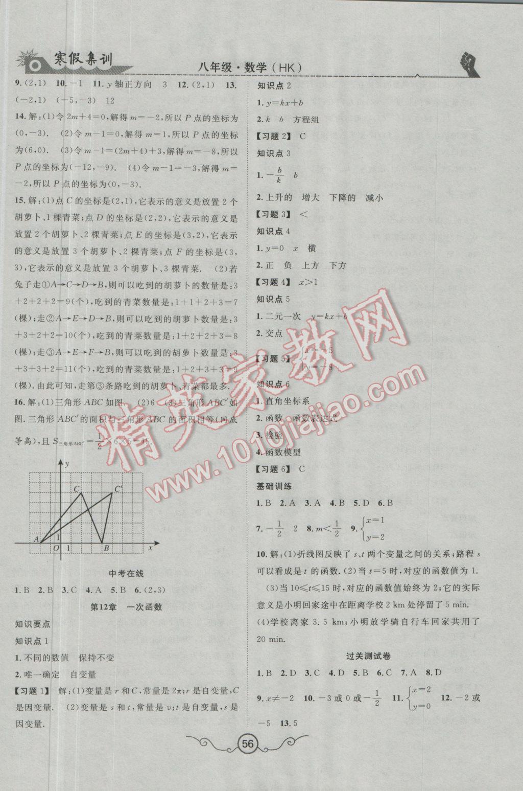 2017年寒假集訓(xùn)八年級數(shù)學(xué)滬科版 參考答案第2頁