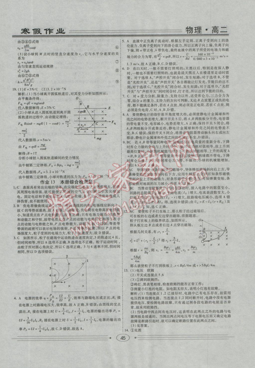 2017年學(xué)段銜接提升方案贏在高考寒假作業(yè)高二物理 參考答案第11頁