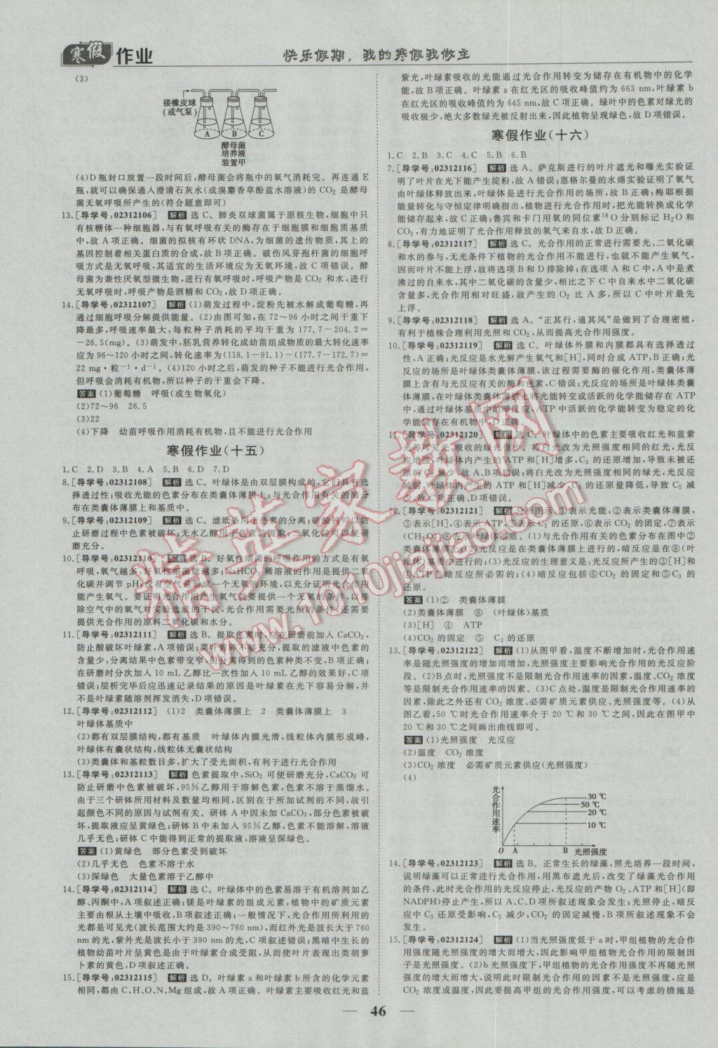 2017年寒假作業(yè)歡樂共享快樂假期高一生物 參考答案第5頁