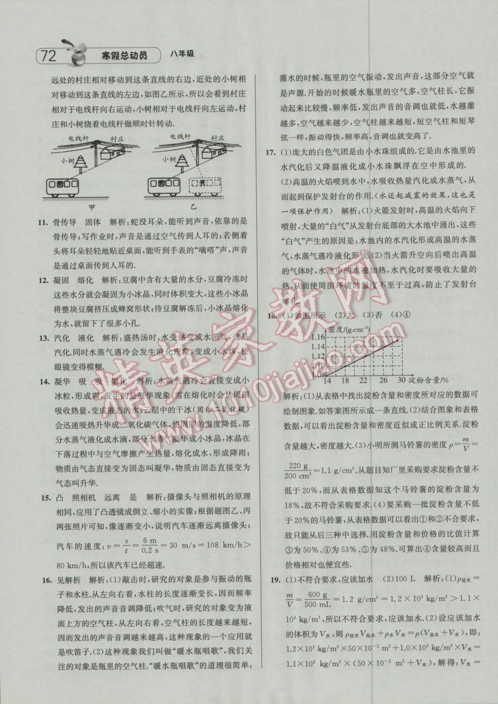 2017年经纶学典寒假总动员八年级物理人教版 参考答案第12页