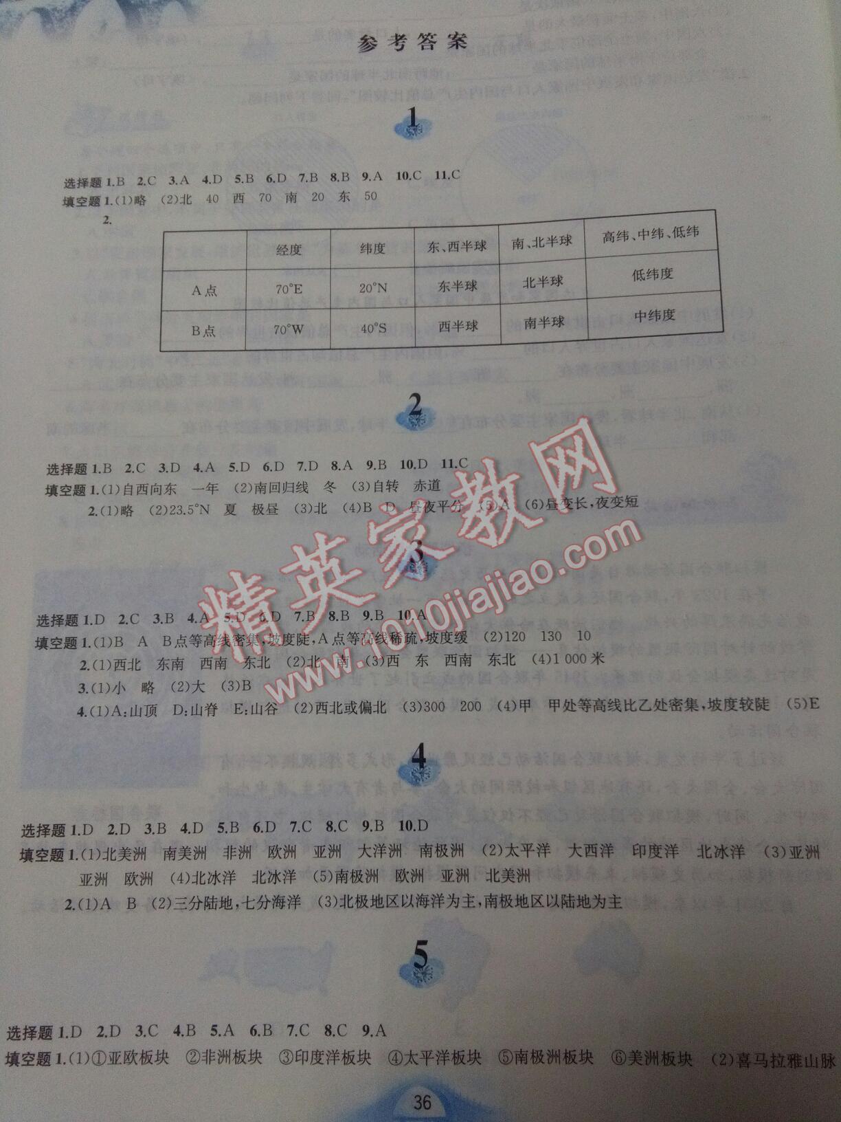 2017年寒假作业七年级地理人教版黄山书社 第4页