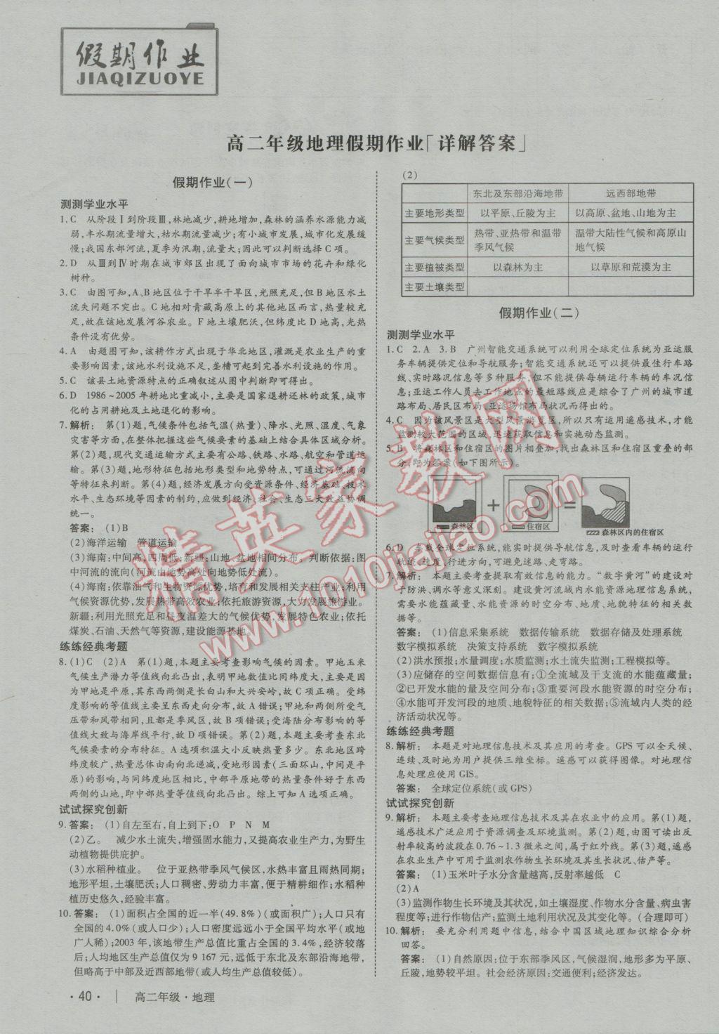 2017年金版新学案冬之卷假期作业高二地理 参考答案第1页