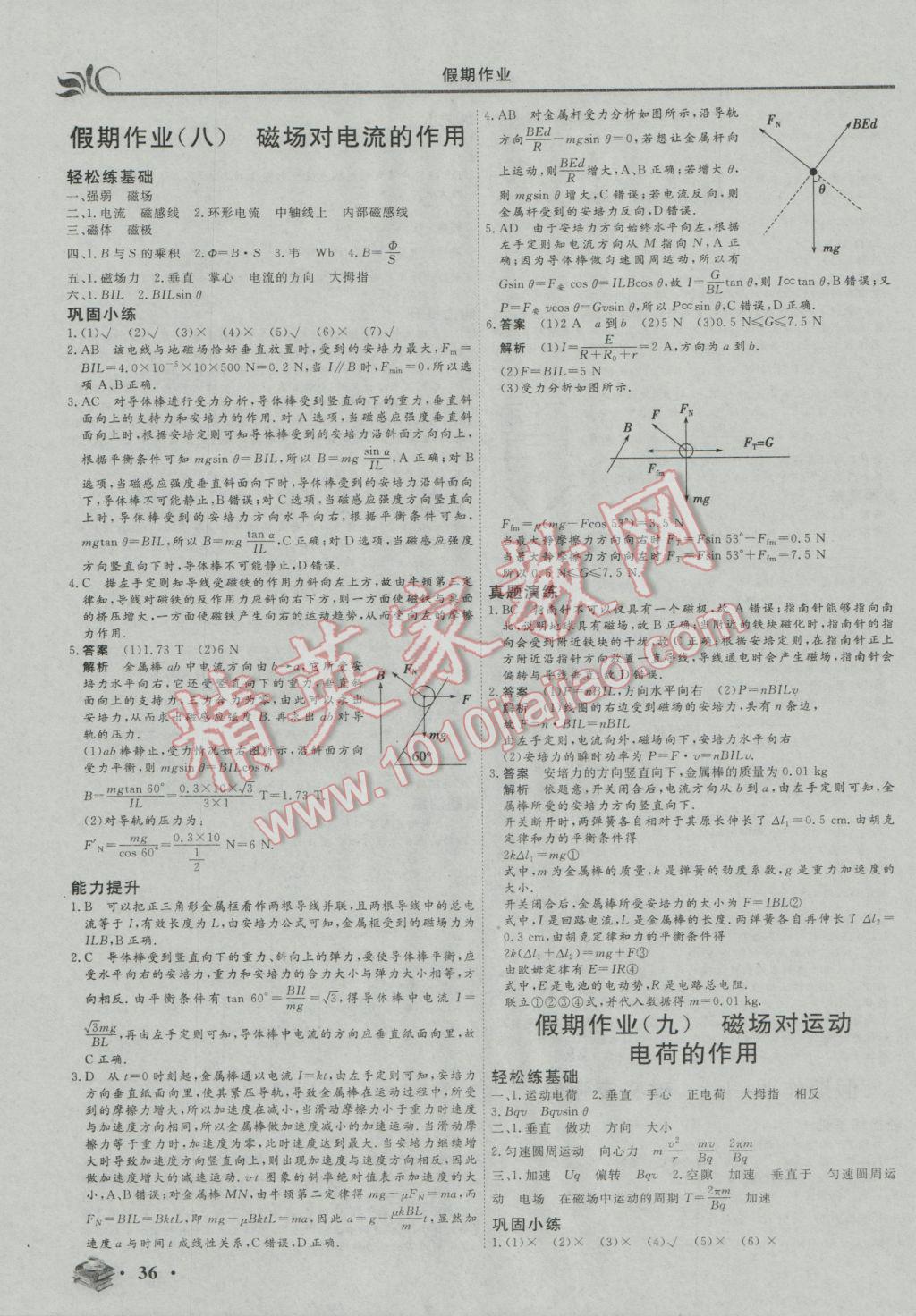 2017年金榜題名系列叢書新課標(biāo)快樂假期高二年級物理 參考答案第6頁