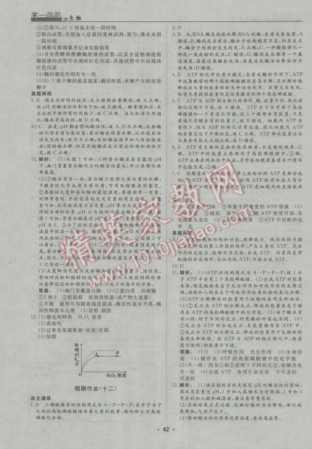 2017年名榜文化假期作業(yè)寒假高一生物 參考答案第8頁