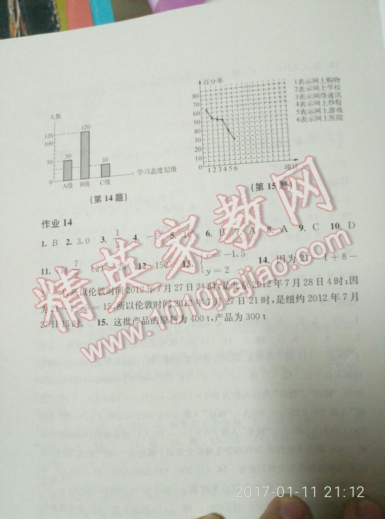 2017年寒假作業(yè)七年級(jí)數(shù)學(xué)滬科版上?？茖W(xué)技術(shù)出版社 第90頁(yè)