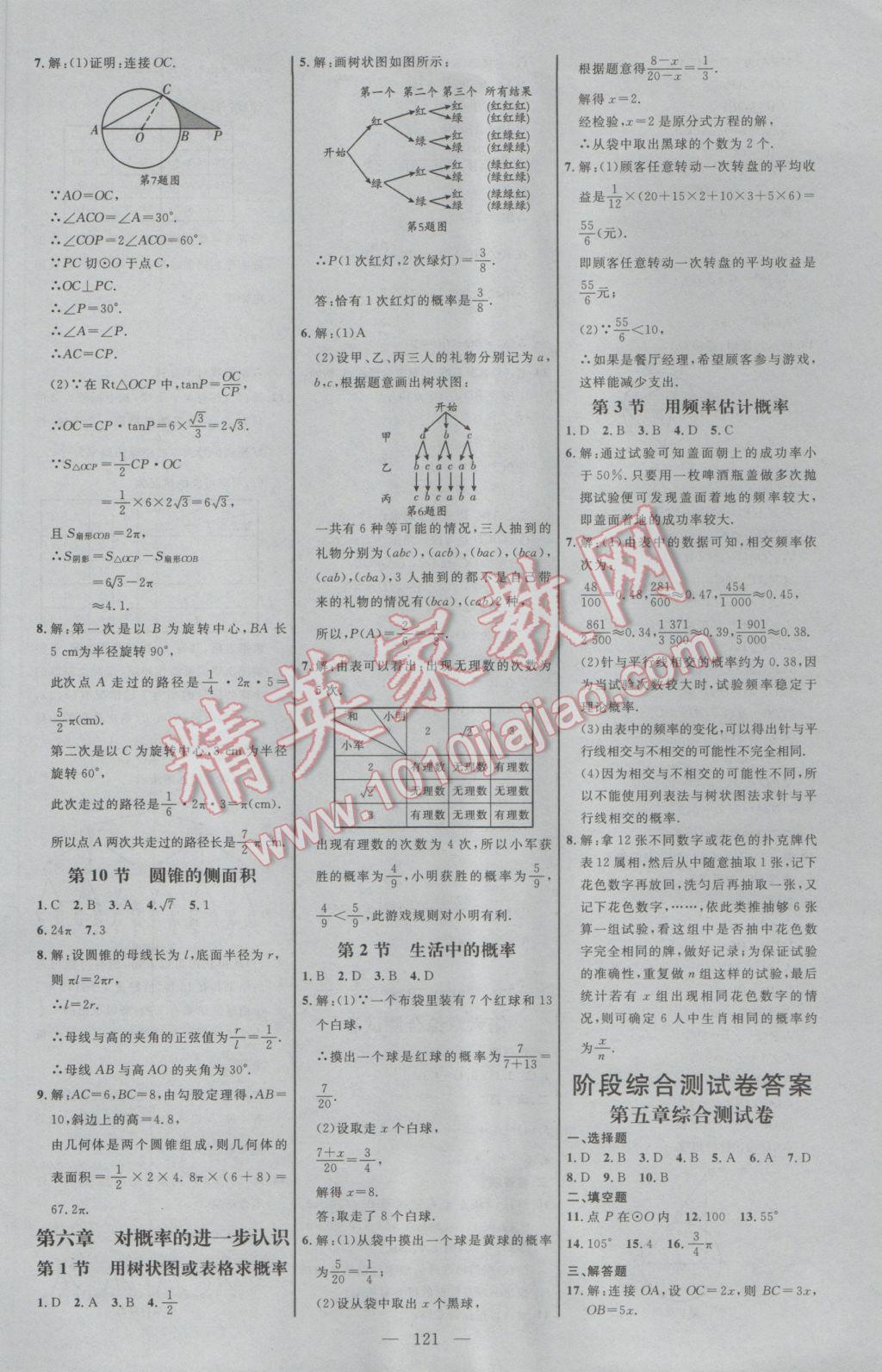 2017年细解巧练九年级数学下册鲁教版 参考答案第20页