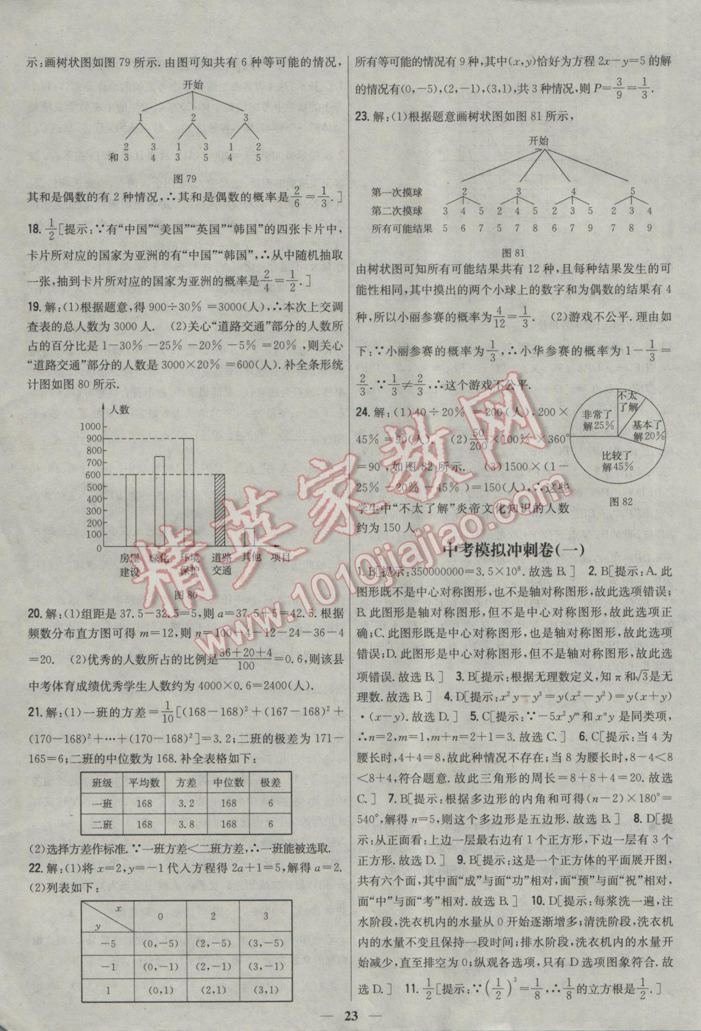 2017年新教材完全考卷九年級數(shù)學(xué)下冊人教版 參考答案第23頁