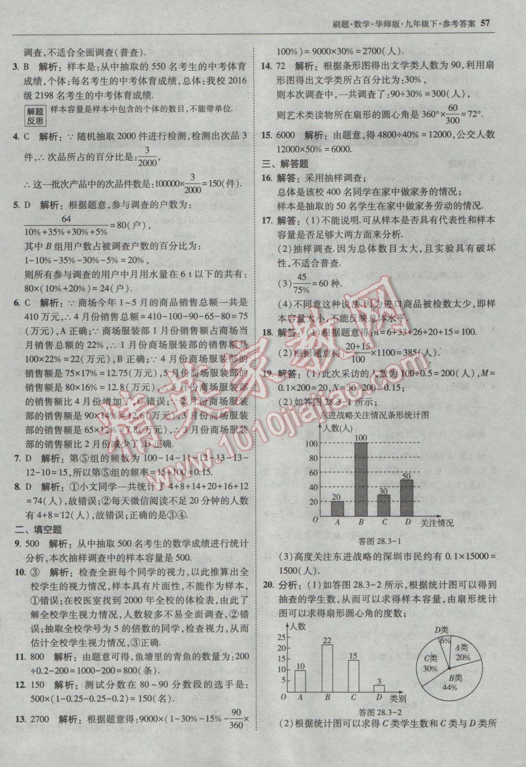 2017年北大綠卡刷題九年級(jí)數(shù)學(xué)下冊(cè)華師大版 參考答案第56頁(yè)