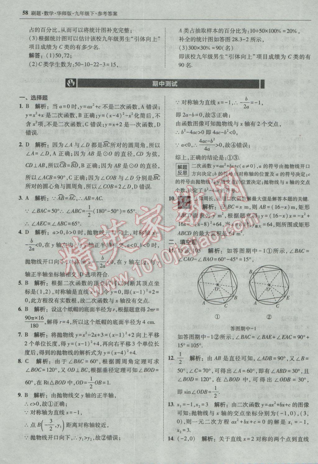 2017年北大綠卡刷題九年級(jí)數(shù)學(xué)下冊(cè)華師大版 參考答案第57頁(yè)