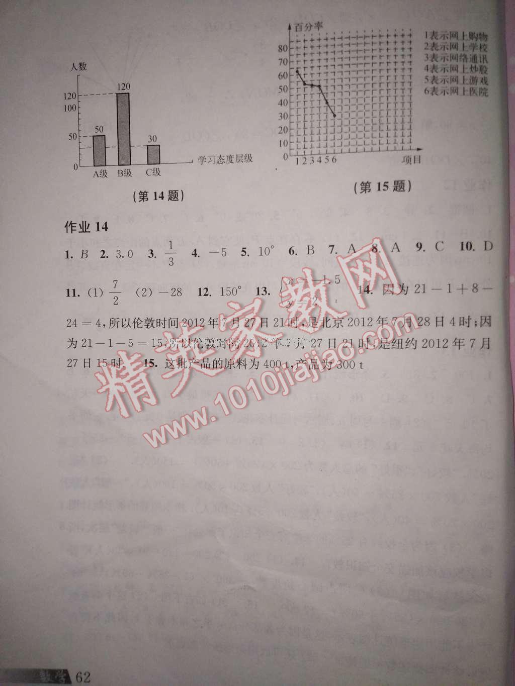 2017年寒假作業(yè)七年級數(shù)學滬科版上?？茖W技術(shù)出版社 參考答案第35頁