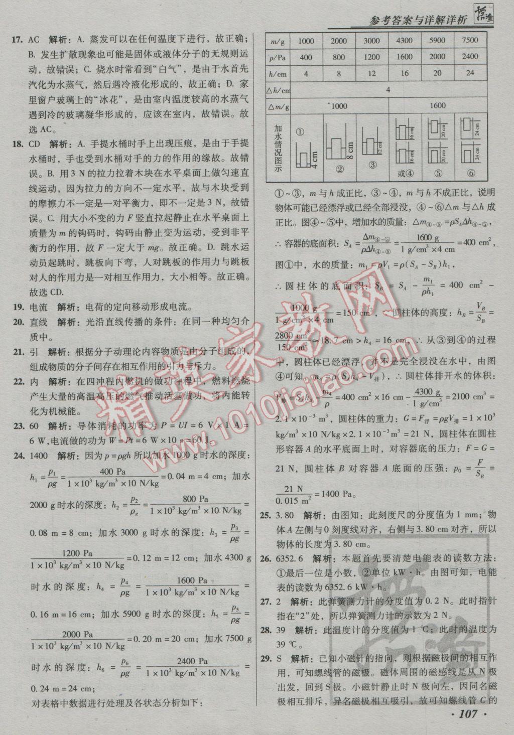 2017年授之以漁中考模擬試題匯編北京中考物理 參考答案第107頁(yè)