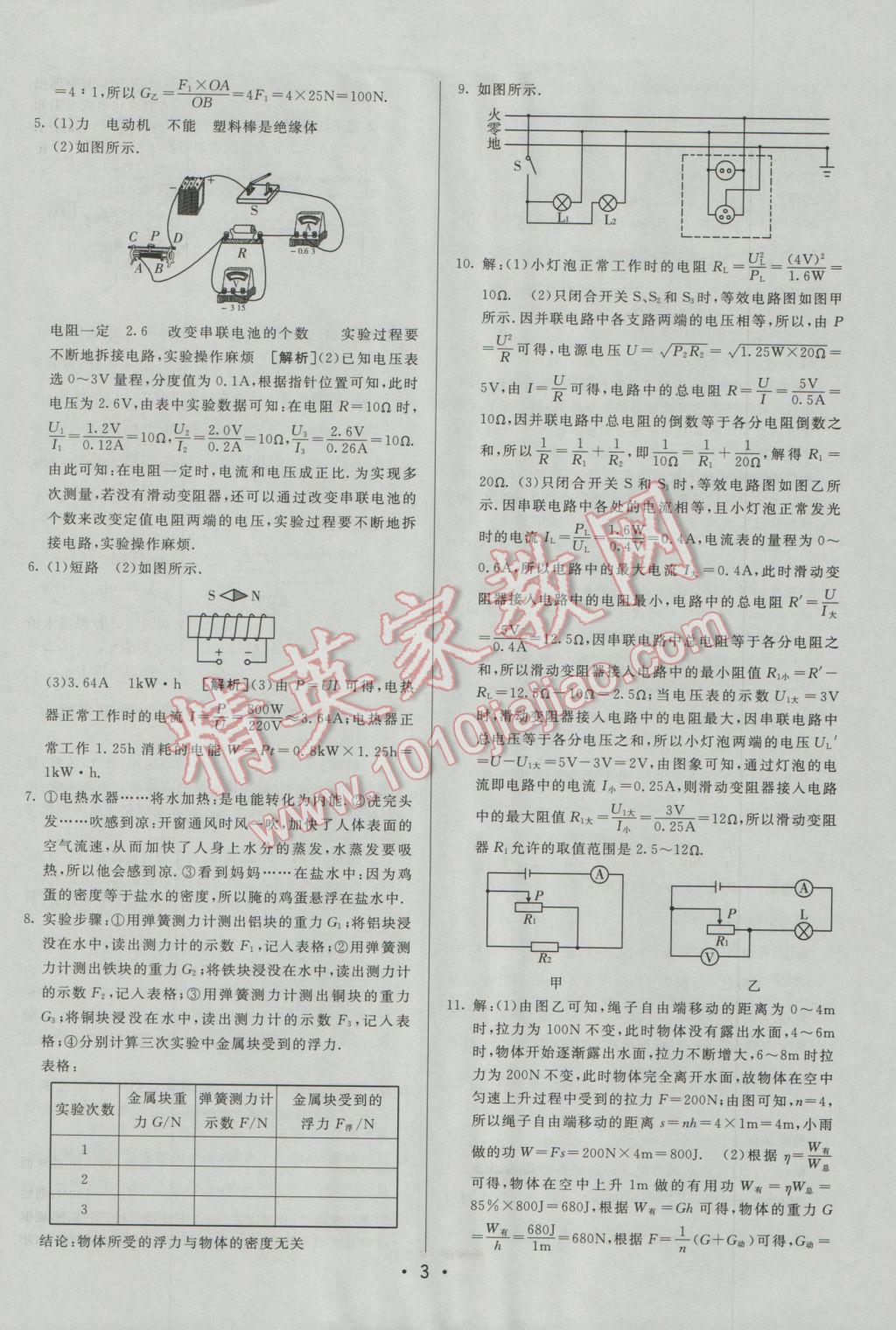 2017年中考妙策山东省17地市2016中考真题超详解33套汇编物理 参考答案第3页