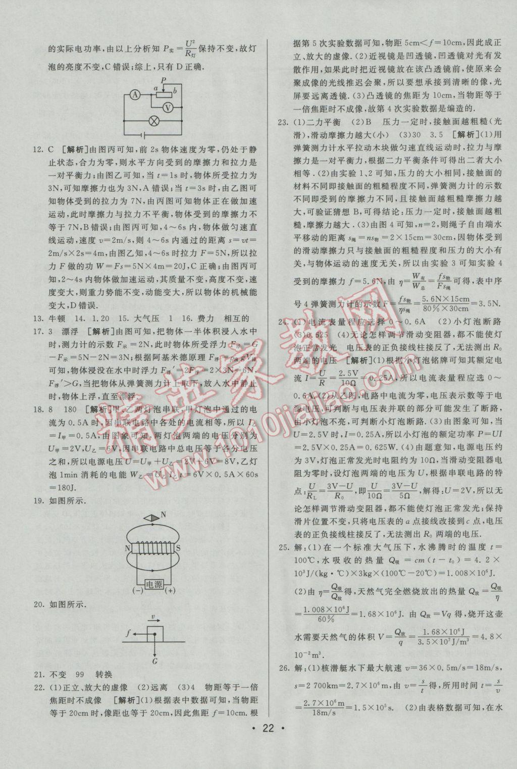 2017年中考妙策山東省17地市2016中考真題超詳解33套匯編物理 參考答案第22頁(yè)