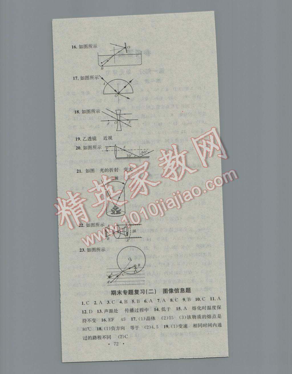 2017年華章教育寒假總復(fù)習學習總動員八年級物理教科版 參考答案第6頁