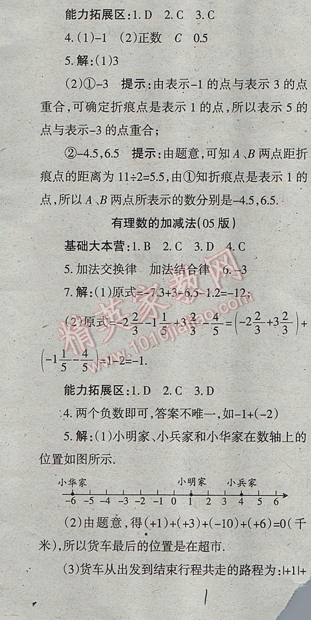 2017年学习方法报数学周刊七年级人教版 参考答案第1页