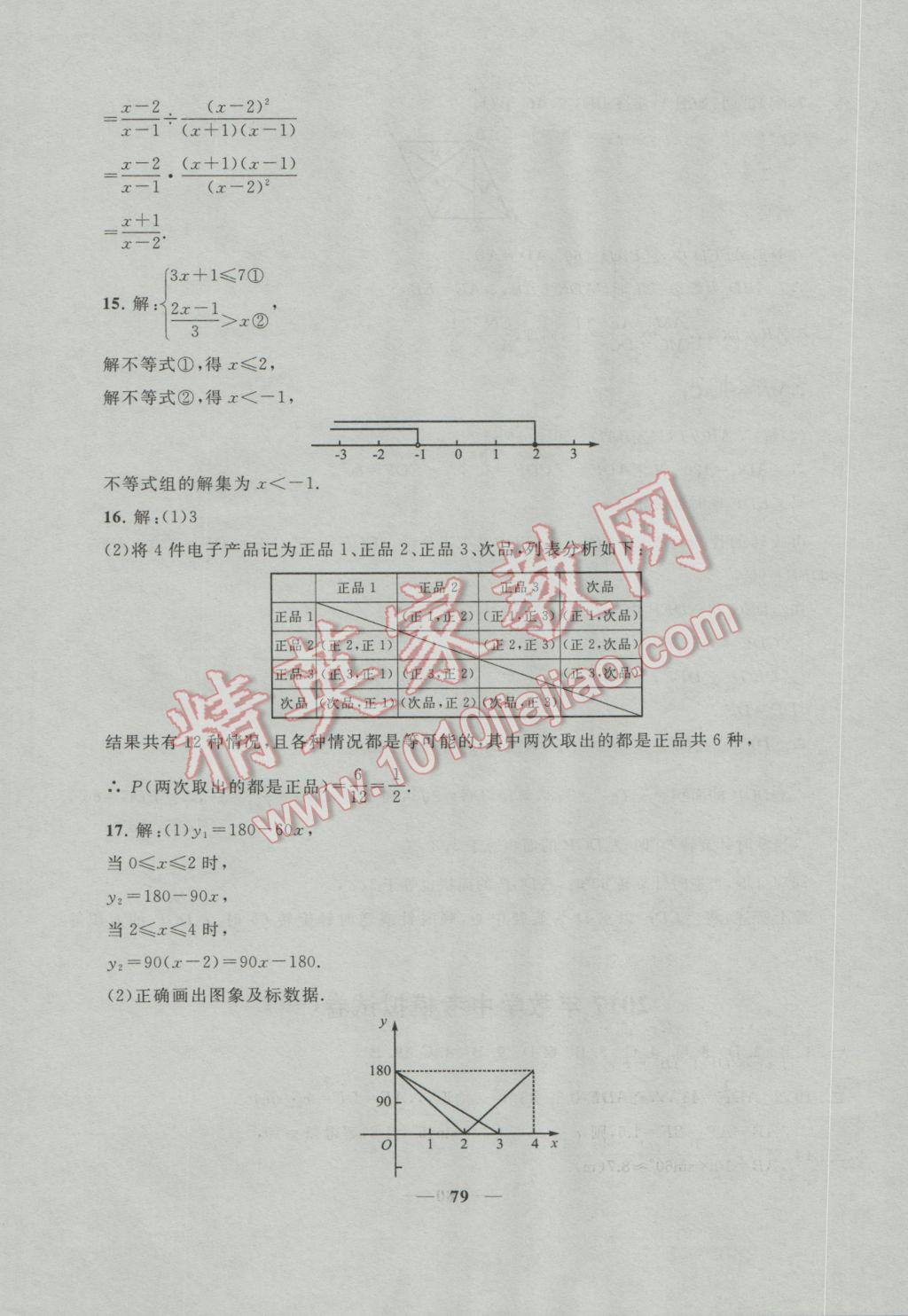 2017年中考提分攻略數(shù)學(xué) 參考答案第79頁