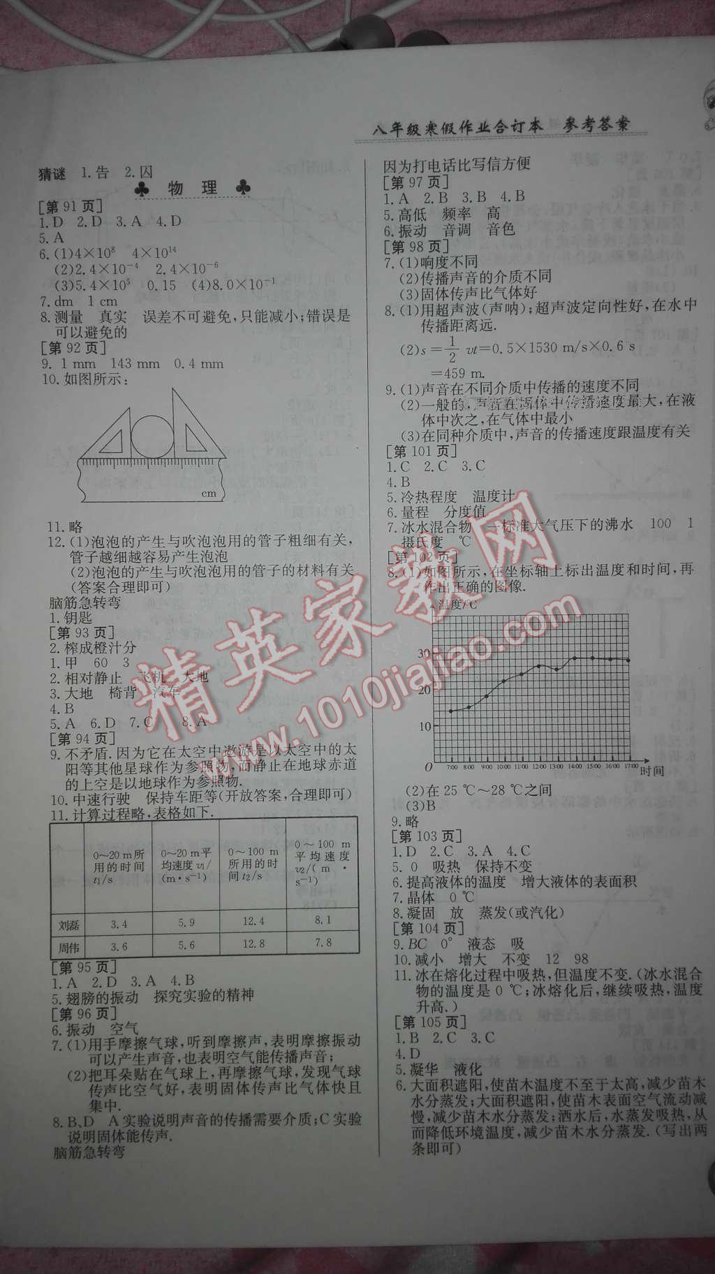 2017年寒假作业八年级合订本江西高校出版社 参考答案第5页