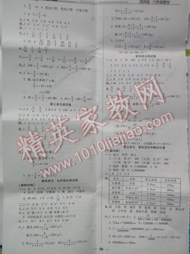 2017年小學(xué)生復(fù)習(xí)計劃風(fēng)向標(biāo)寒六年級數(shù)學(xué)人教版 第7頁