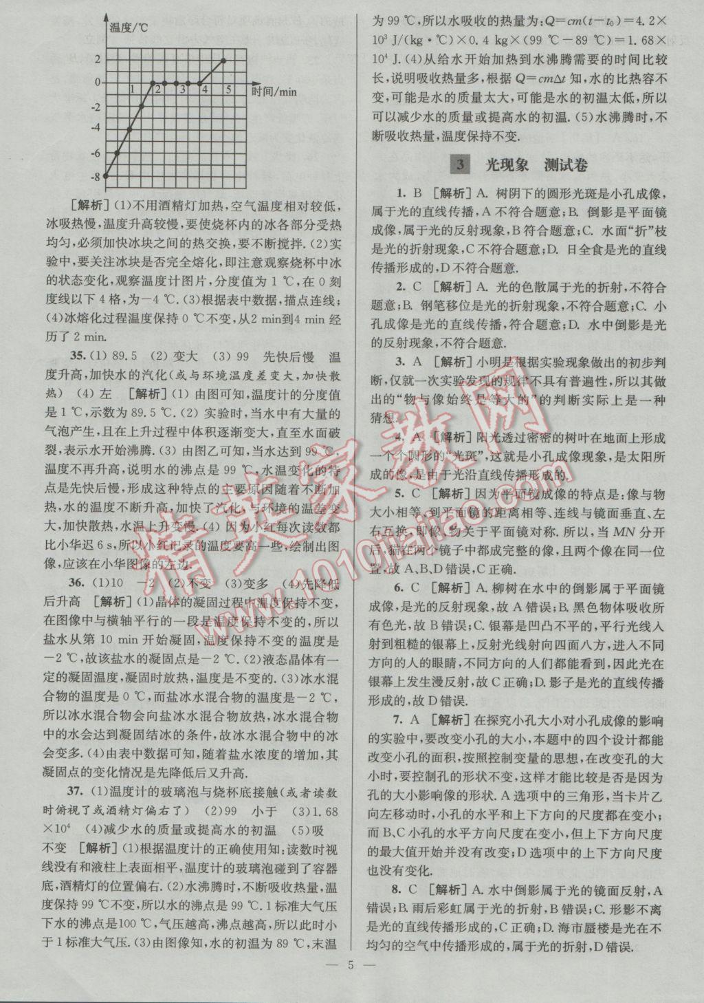 2017年潤(rùn)學(xué)書業(yè)亮點(diǎn)給力江蘇中考48套物理 參考答案第5頁(yè)