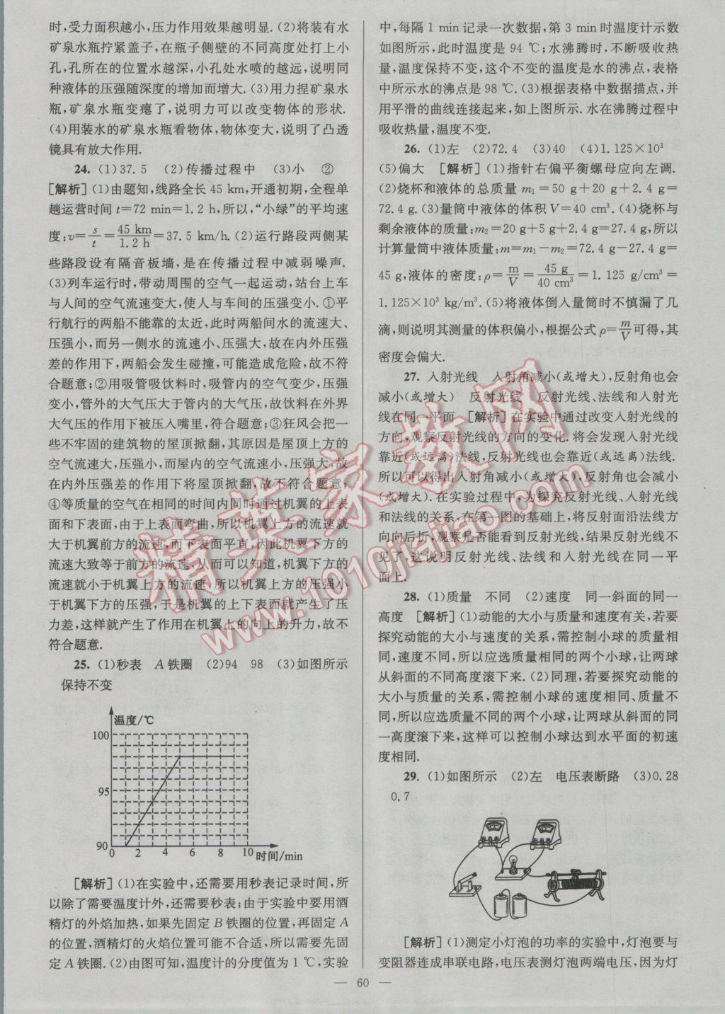 2017年潤(rùn)學(xué)書(shū)業(yè)亮點(diǎn)給力江蘇中考48套物理 參考答案第60頁(yè)