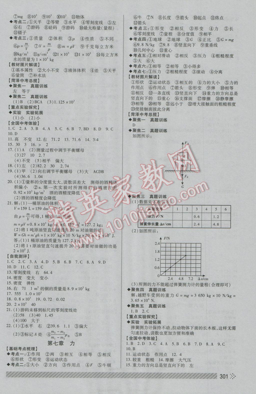 2017年菏泽中考全程导航初中总复习物理 参考答案第4页