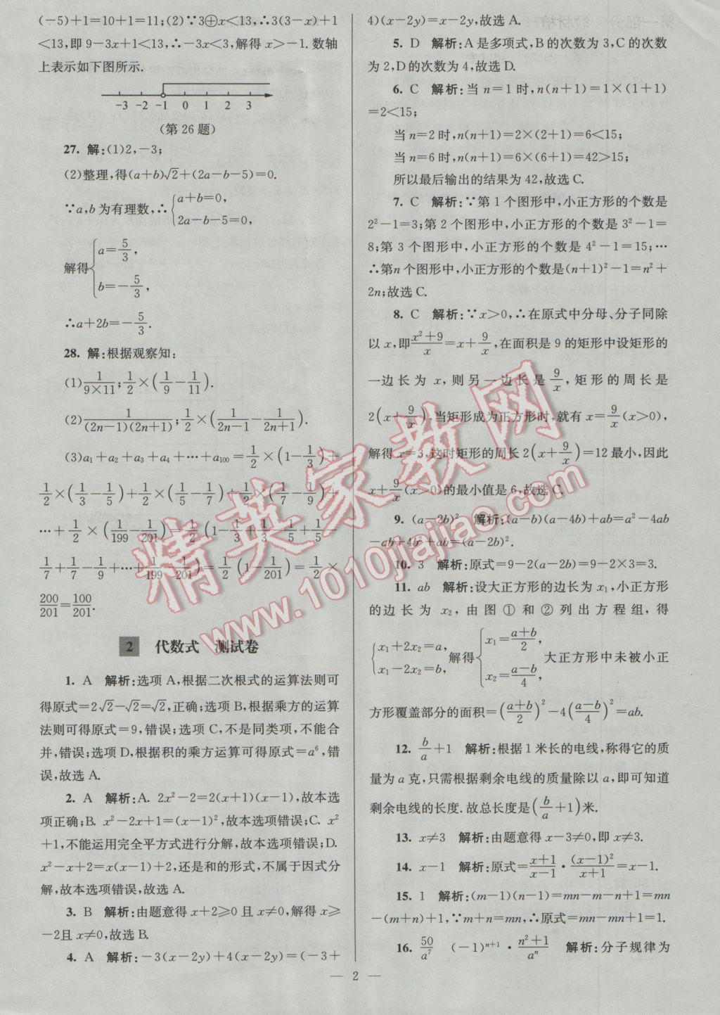 2017年润学书业亮点给力江苏中考48套数学 参考答案第1页