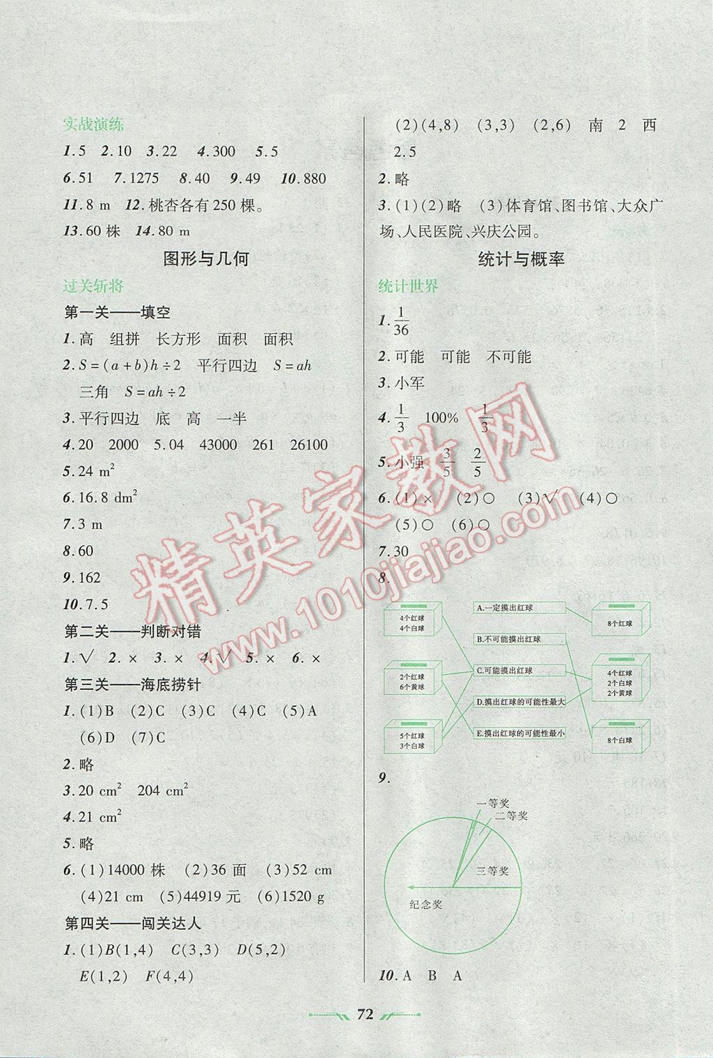 2017年寒假乐园五年级数学人教版辽宁师范大学出版社 参考答案第2页