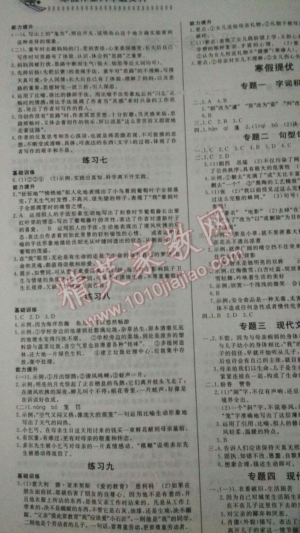 2017年寒假作業(yè)六年級(jí)文科知識(shí)出版社 參考答案第3頁(yè)