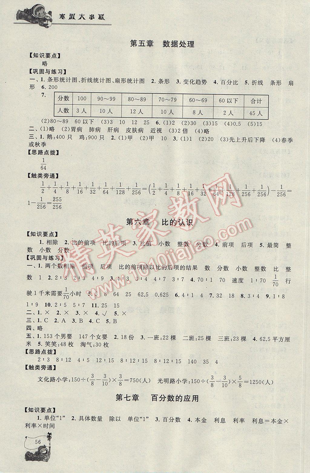 2017年寒假大串聯(lián)六年級(jí)數(shù)學(xué)北師大版 參考答案第3頁(yè)