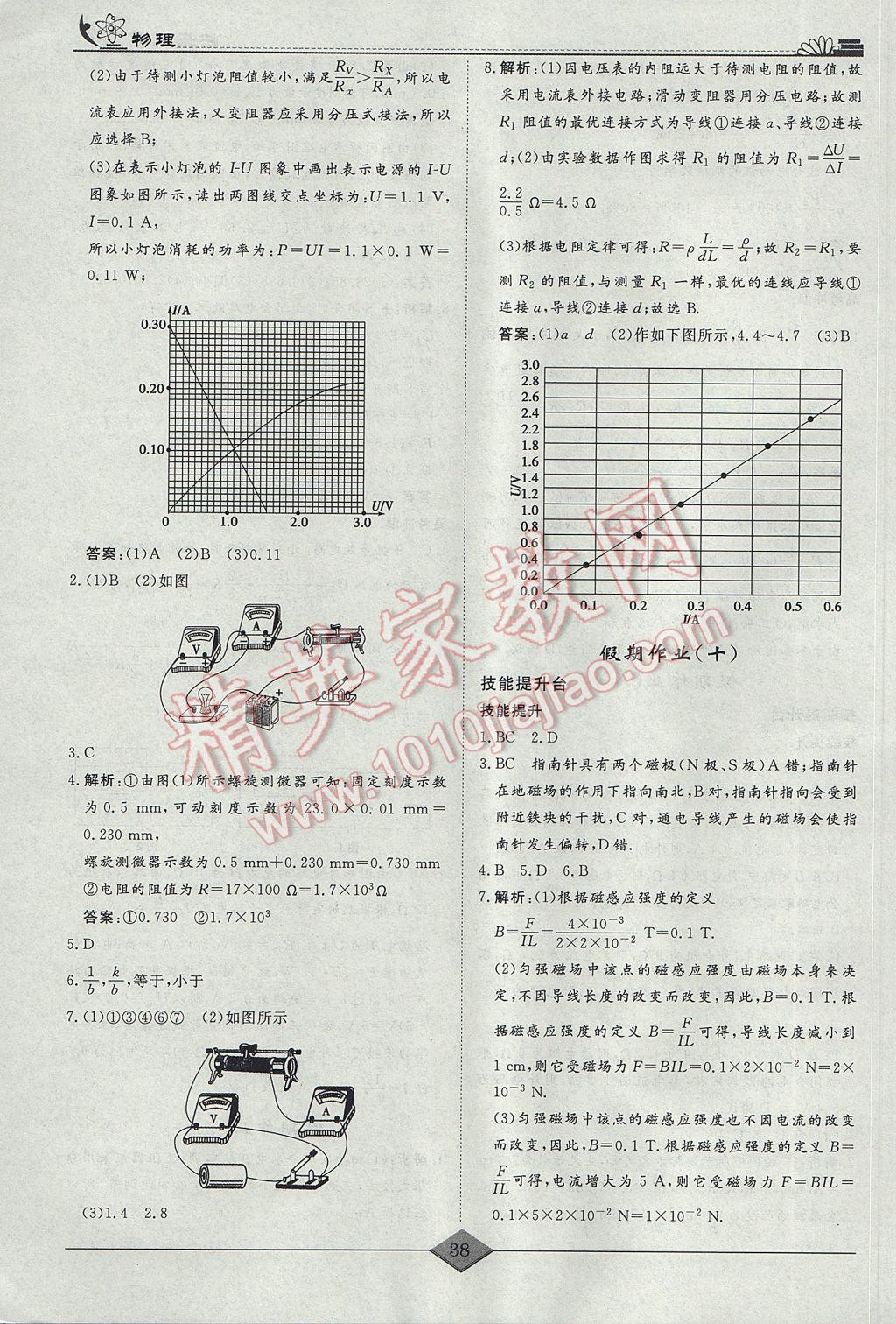 2017年快樂假期高考狀元假期學(xué)習(xí)方案寒假高二年級物理 參考答案第6頁