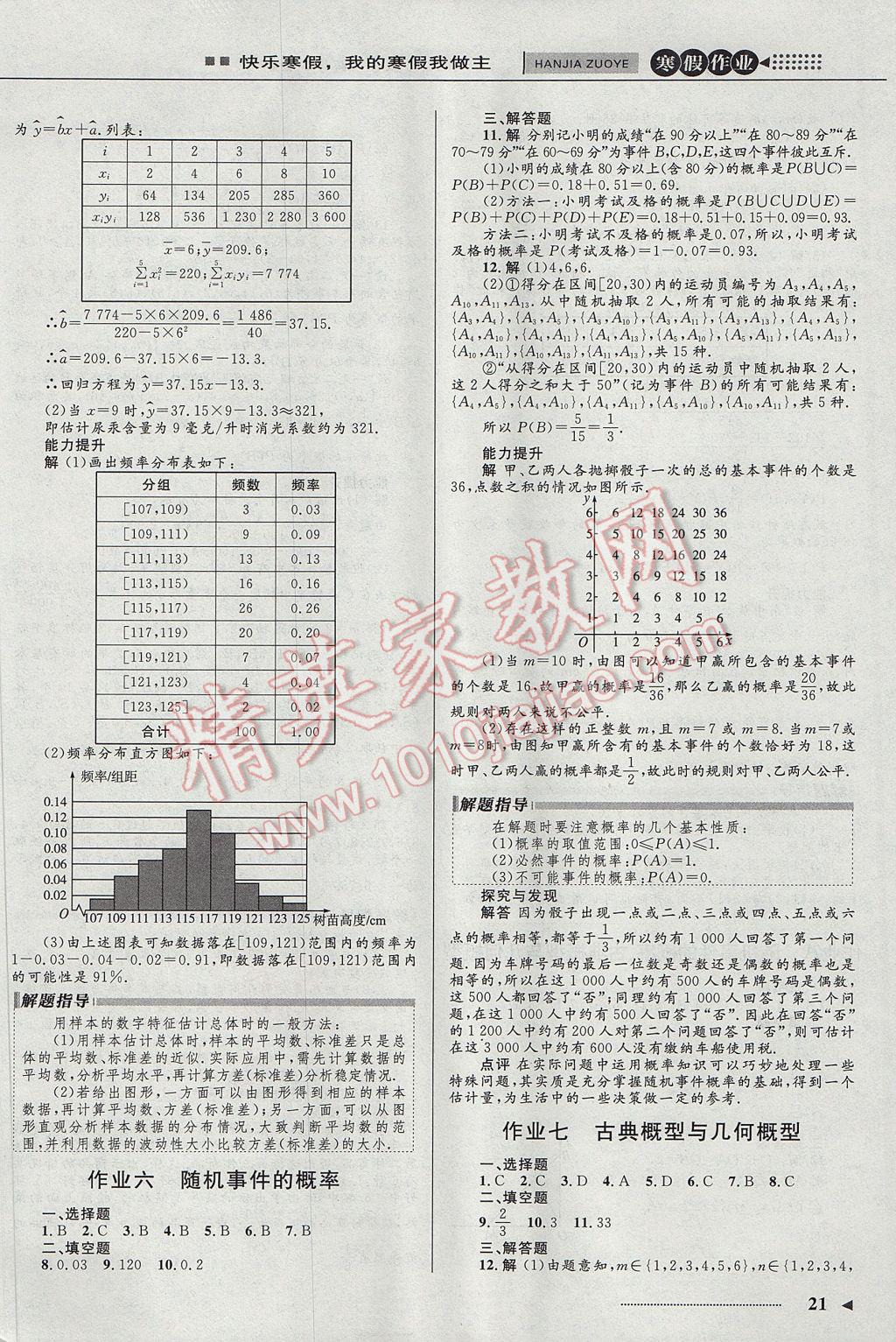 2017年志鴻優(yōu)化系列叢書寒假作業(yè)高一數(shù)學(xué)課標(biāo)版 必修3答案第11頁