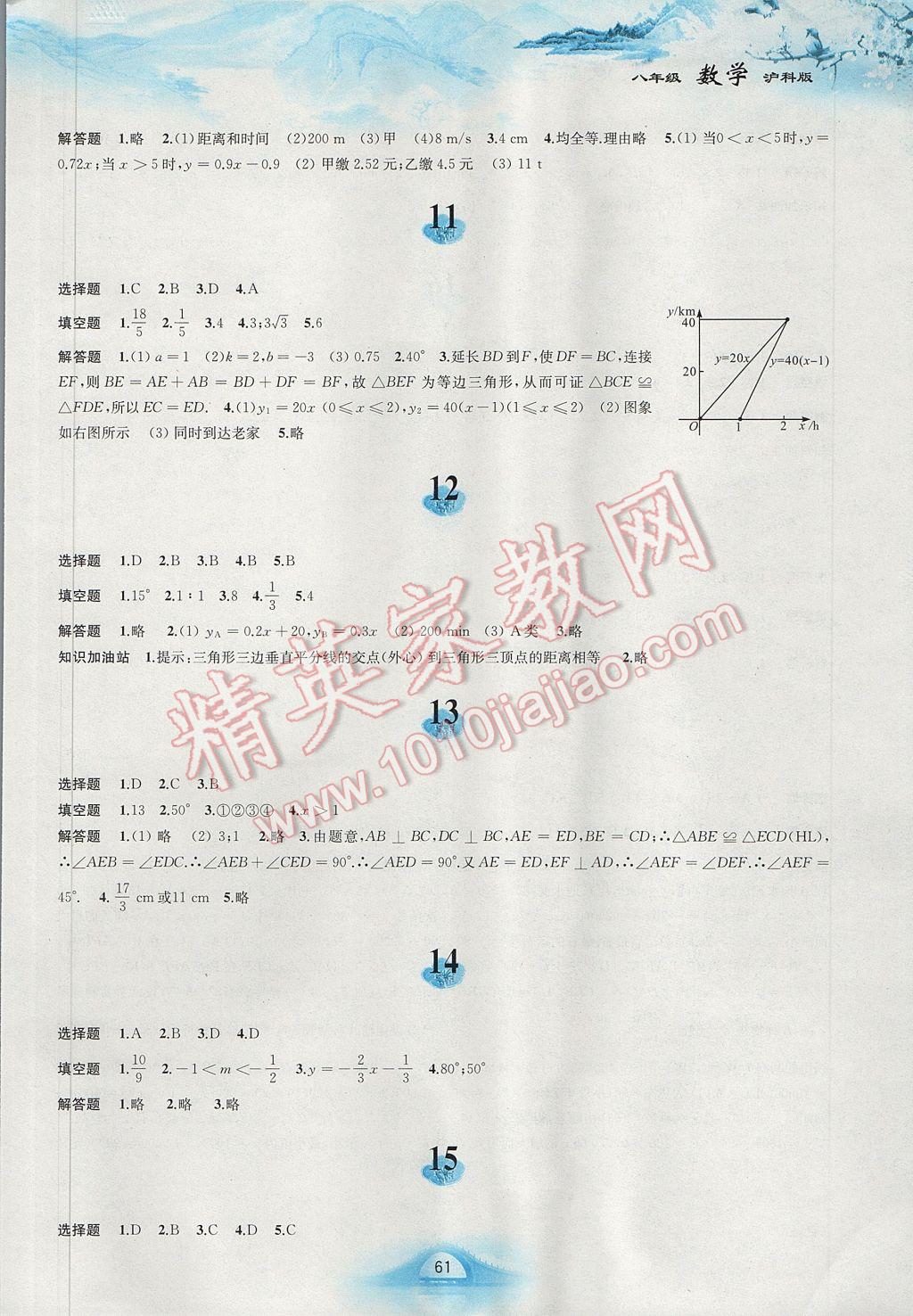 2017年寒假作业八年级数学沪科版安徽教育出版社 参考答案第4页