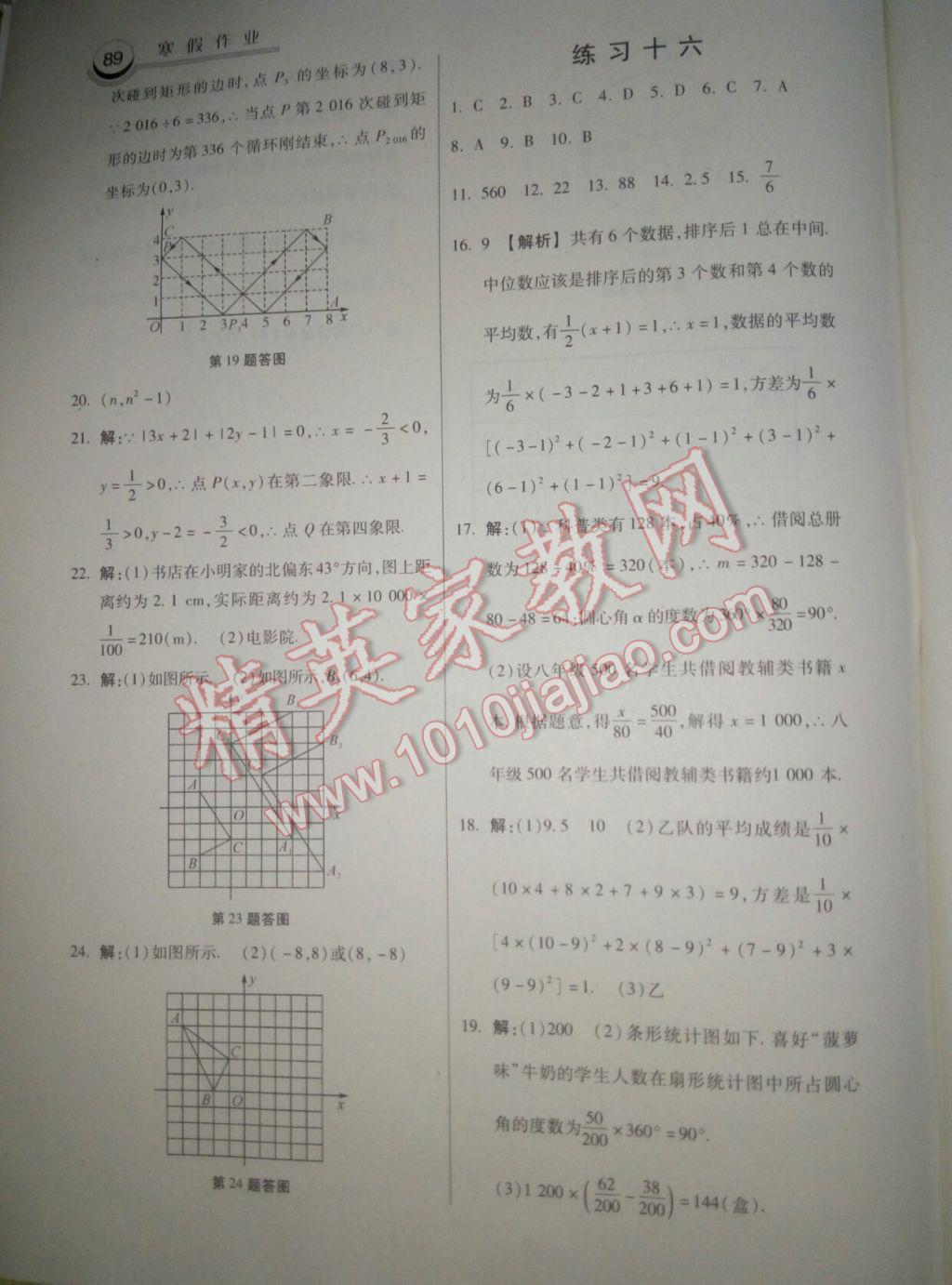 2017年一路领先寒假作业寒假作业九年级数学河北美术出版社 参考答案第21页