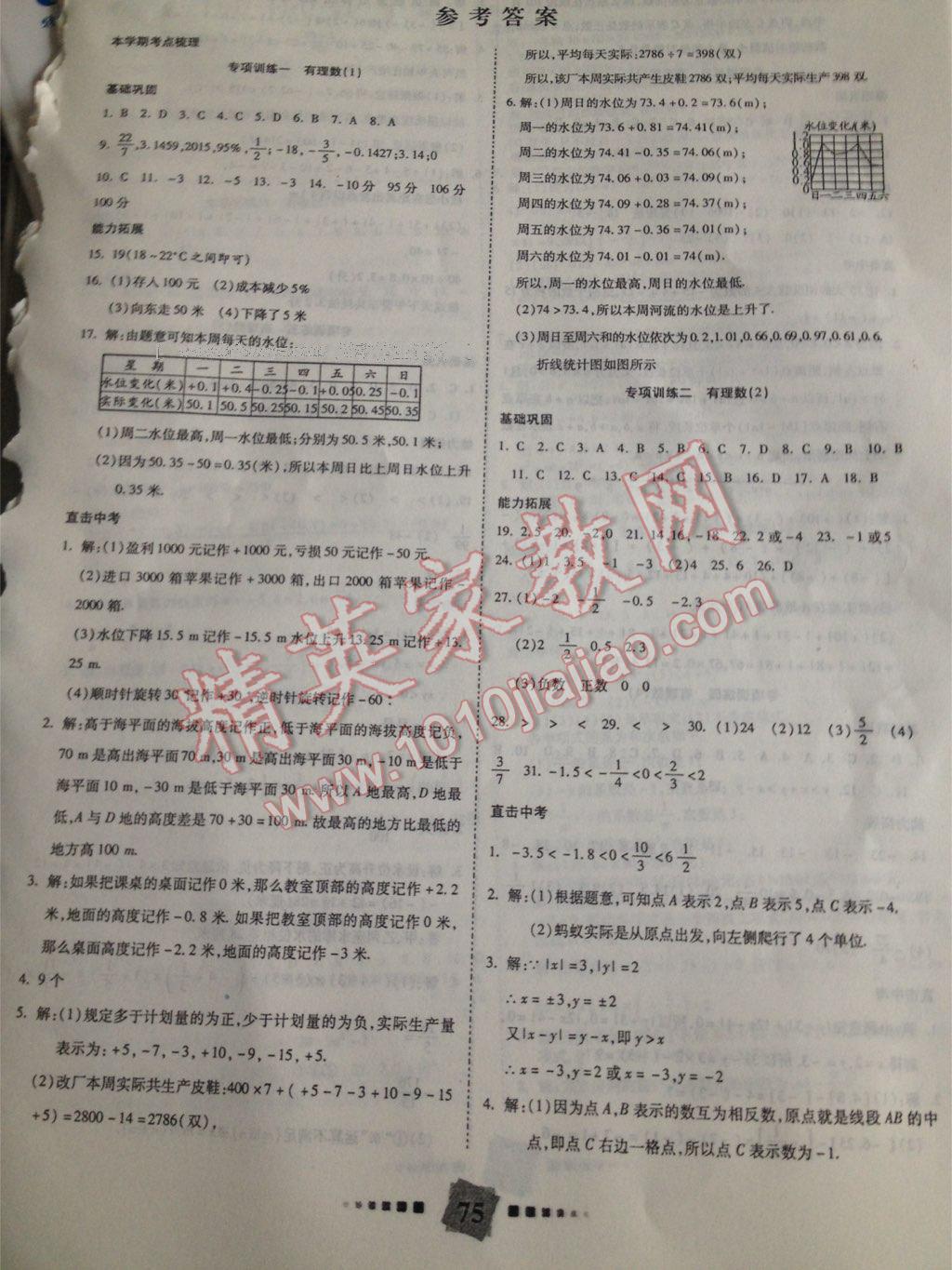 2017年特优复习计划期末冲刺寒假作业教材衔接七年级数学北师大版 第9页